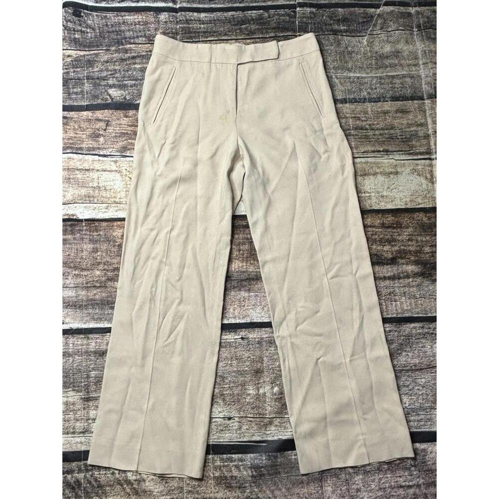 VTG Valentino Roma Pants Womens 40/4 US 28x25 Pleated Beige Stretch Italy Career